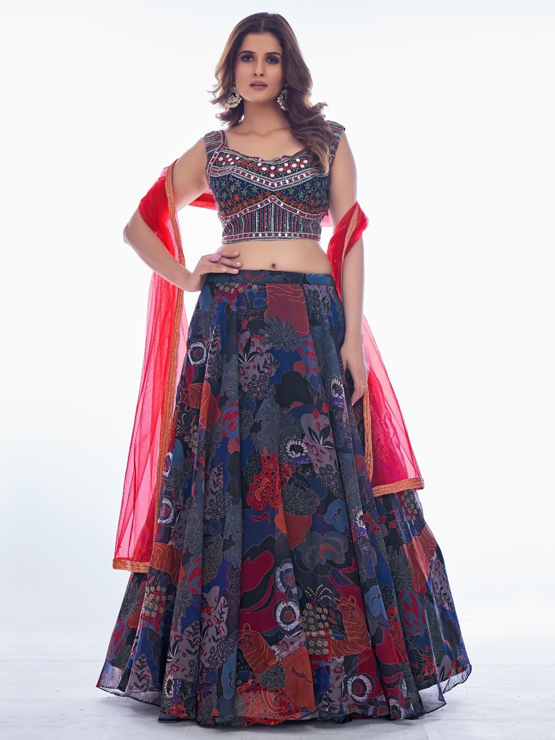 Fusionic Embroidered Mirror Work Semi-Stitched Lehenga & Unstitched Blouse With Dupatta, Blue
Fusionic Embroidered Mirror Work Semi-Stitched Lehenga & Unstitched Blouse With Dupatta, Blue