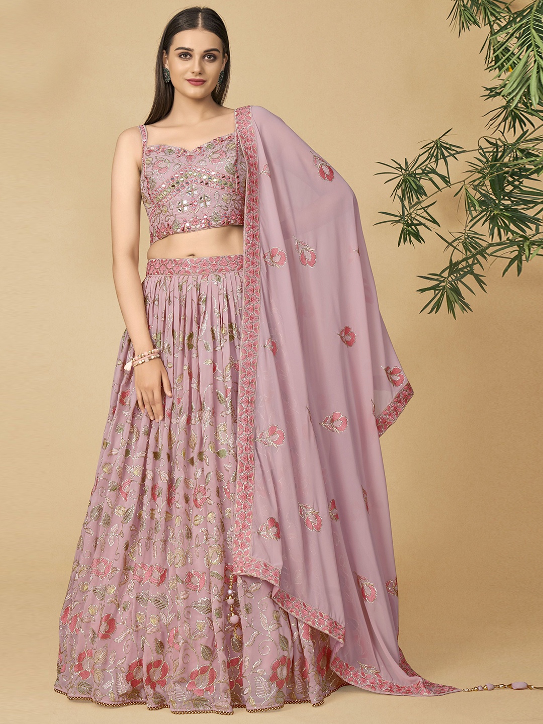 Fusionic Embroidered Sequinned Semi-Stitched Lehenga & Unstitched Blouse With Dupatta, Pink
Fusionic Embroidered Sequinned Semi-Stitched Lehenga & Unstitched Blouse With Dupatta, Pink