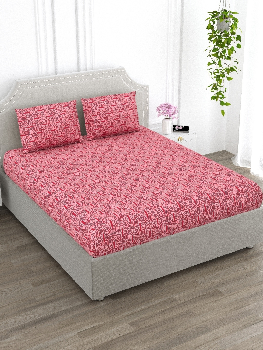 EverHOME Pink & White Abstract Cotton 210 TC Super King Bedsheet With 2 Pillow Covers
EverHOME Pink & White Abstract Cotton 210 TC Super King Bedsheet With 2 Pillow Covers