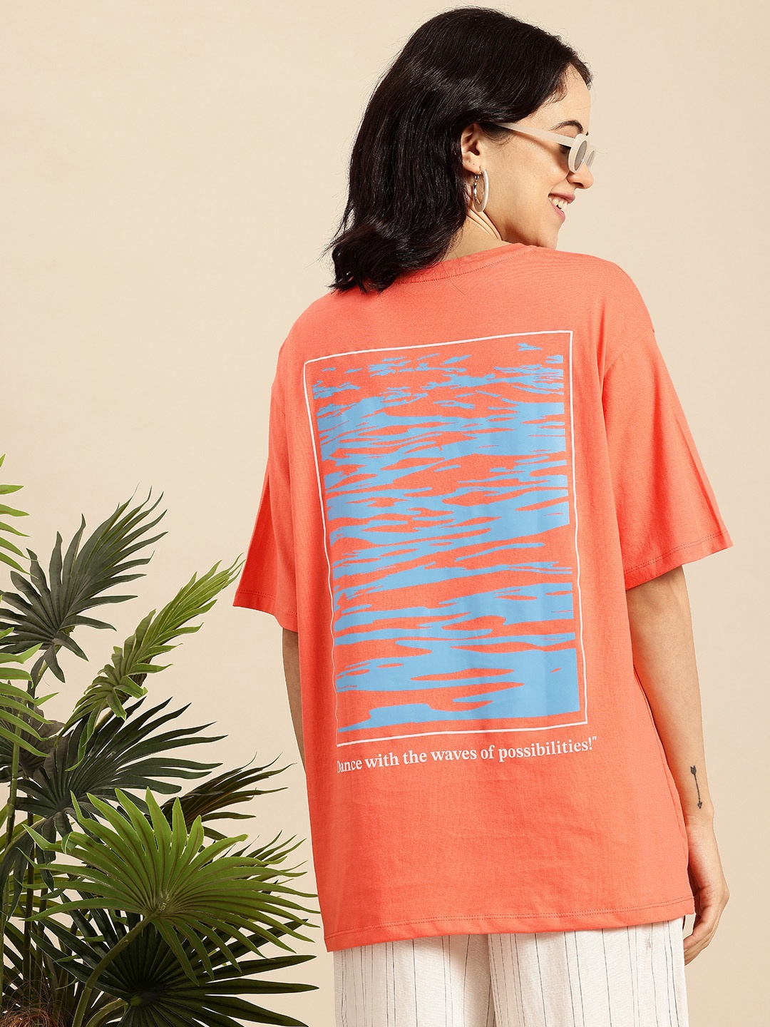 Mast & Harbour Pure Cotton Graphic Printed Drop-Shoulder Sleeves Oversized T-shirt, Orange
Mast & Harbour Pure Cotton Graphic Printed Drop-Shoulder Sleeves Oversized T-shirt, Orange