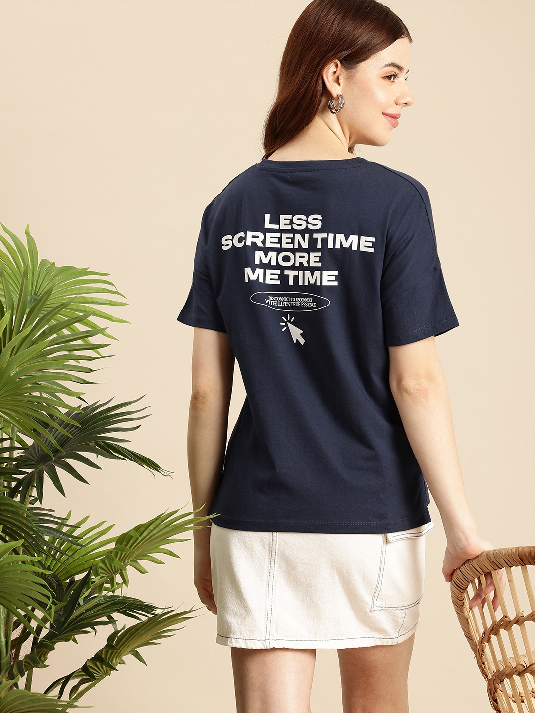 Mast & Harbour Typography Printed Drop-Shoulder Sleeves Pure Cotton T-shirt, Navy blue
Mast & Harbour Typography Printed Drop-Shoulder Sleeves Pure Cotton T-shirt, Navy blue