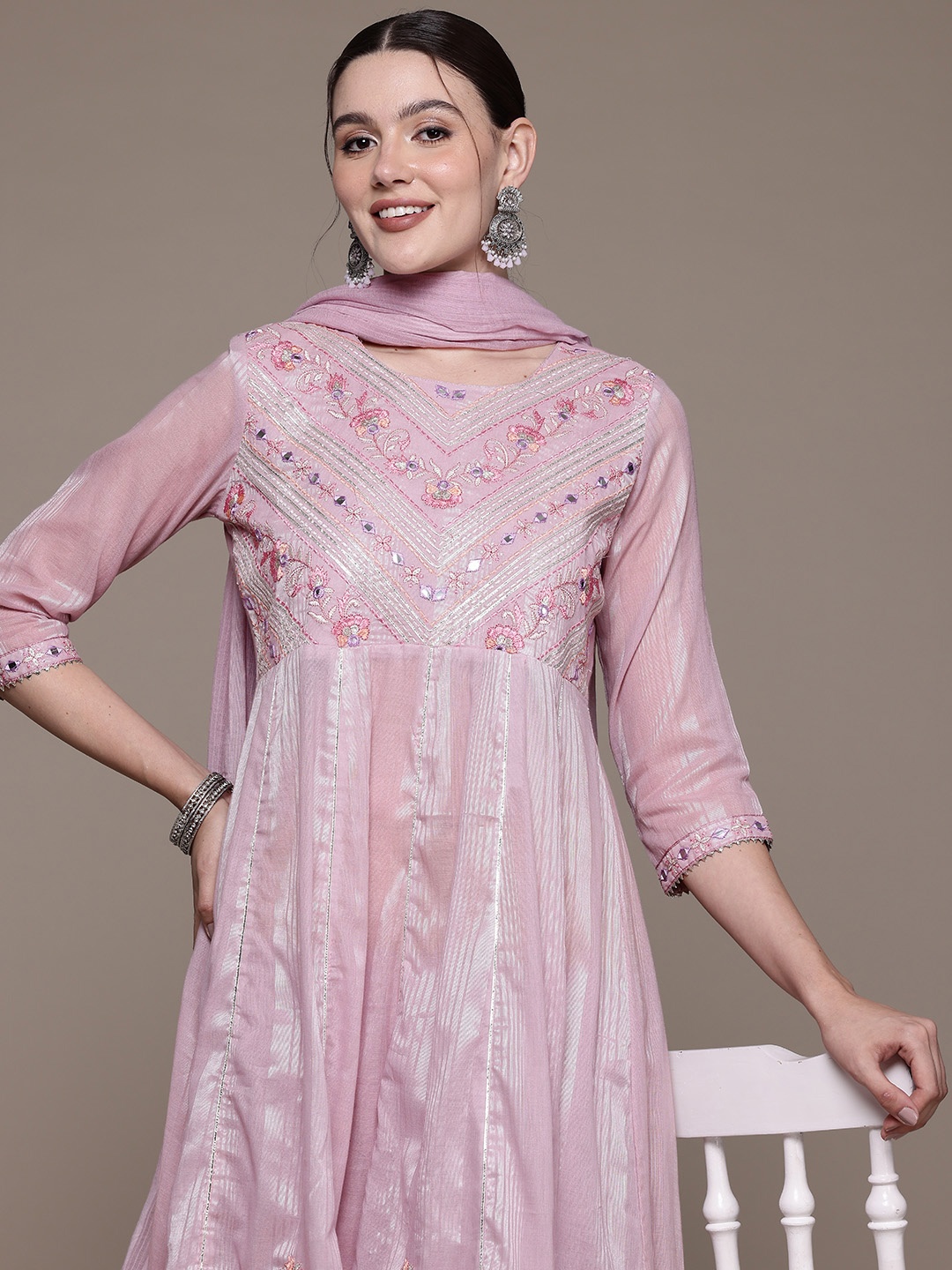 Readiprint Women Embroidered Empire Mirror Work Pure Cotton Kurta with Trousers & With Dupatta, Mauve
Readiprint Women Embroidered Empire Mirror Work Pure Cotton Kurta with Trousers & With Dupatta, Mauve