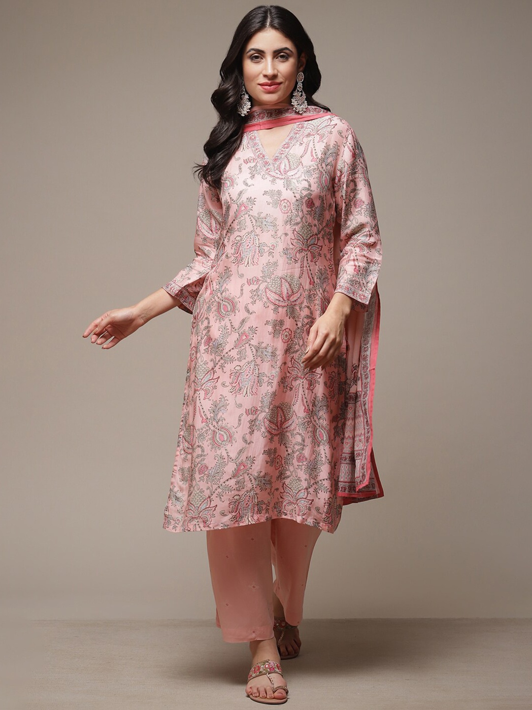 Biba Floral Printed V-Neck Pure Cotton Straight Kurta with Palazzos & With Dupatta, Pink
Biba Floral Printed V-Neck Pure Cotton Straight Kurta with Palazzos & With Dupatta, Pink