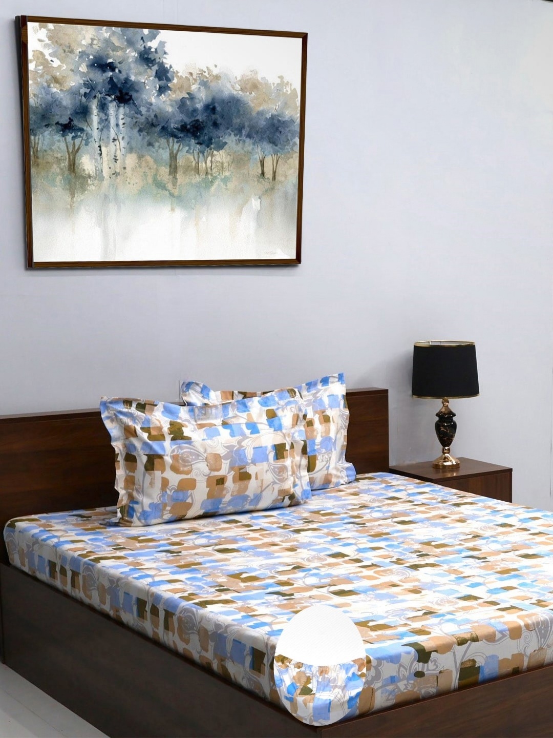 BOMBAY DYEING Allure White & Blue Printed 144 TC Pure Cotton King Fitted Bedsheet Set
BOMBAY DYEING Allure White & Blue Printed 144 TC Pure Cotton King Fitted Bedsheet Set