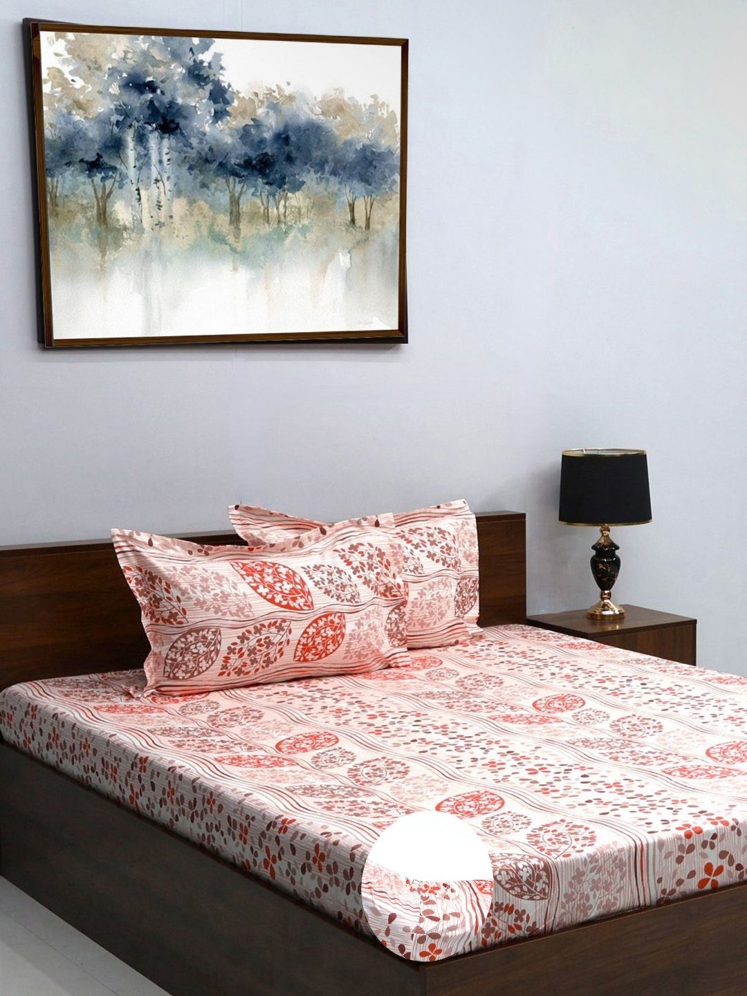 BOMBAY DYEING Allure Red & White Printed 144 TC Pure Cotton Queen Fitted Bedsheet Set
BOMBAY DYEING Allure Red & White Printed 144 TC Pure Cotton Queen Fitted Bedsheet Set
