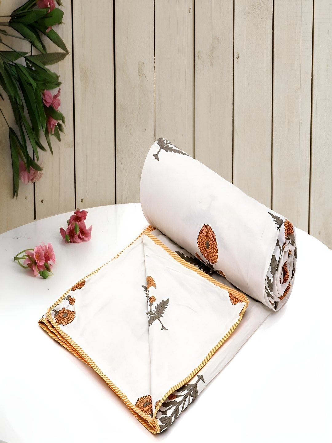 tundwal's Coffee Brown & White Floral AC Room 210 GSM Cotton Single Bed Dohar
tundwal's Coffee Brown & White Floral AC Room 210 GSM Cotton Single Bed Dohar