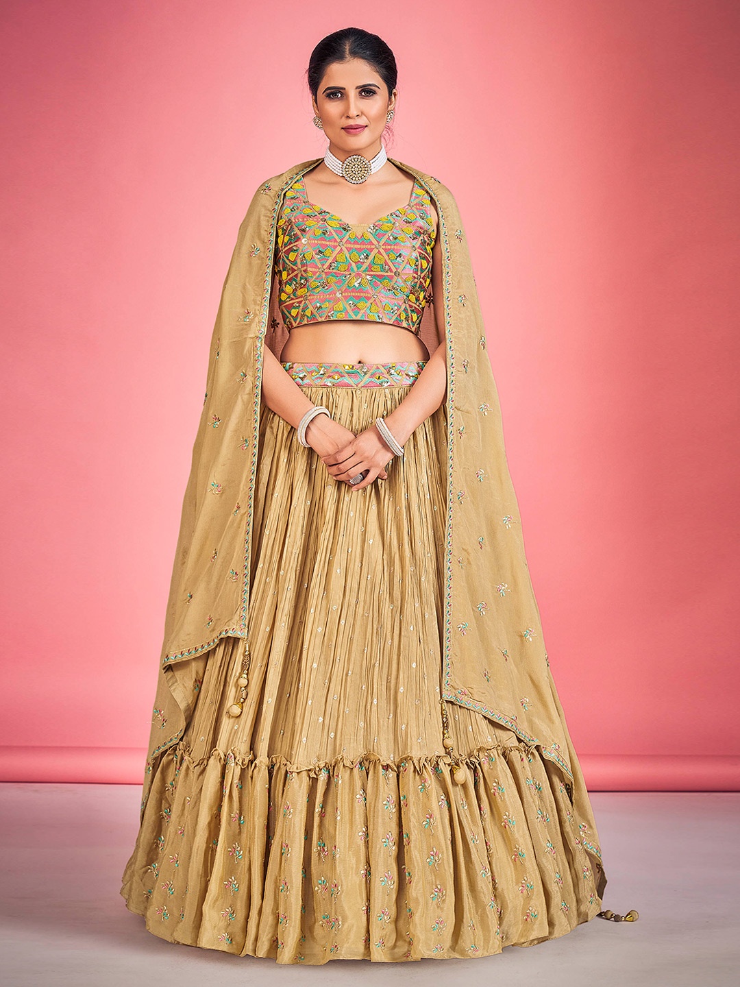 Fusionic Embroidered Sequinned Ready to Wear Lehenga & Blouse With Dupatta, Mustard
Fusionic Embroidered Sequinned Ready to Wear Lehenga & Blouse With Dupatta, Mustard