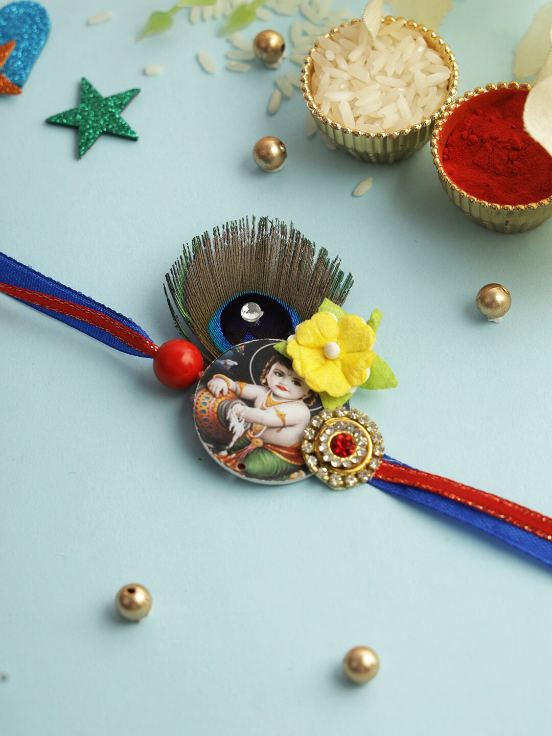 Aapno Rajasthan Divine Bal Krishna Rakhi With Rholi Chawal & Greeting Card, Red
Aapno Rajasthan Divine Bal Krishna Rakhi With Rholi Chawal & Greeting Card, Red