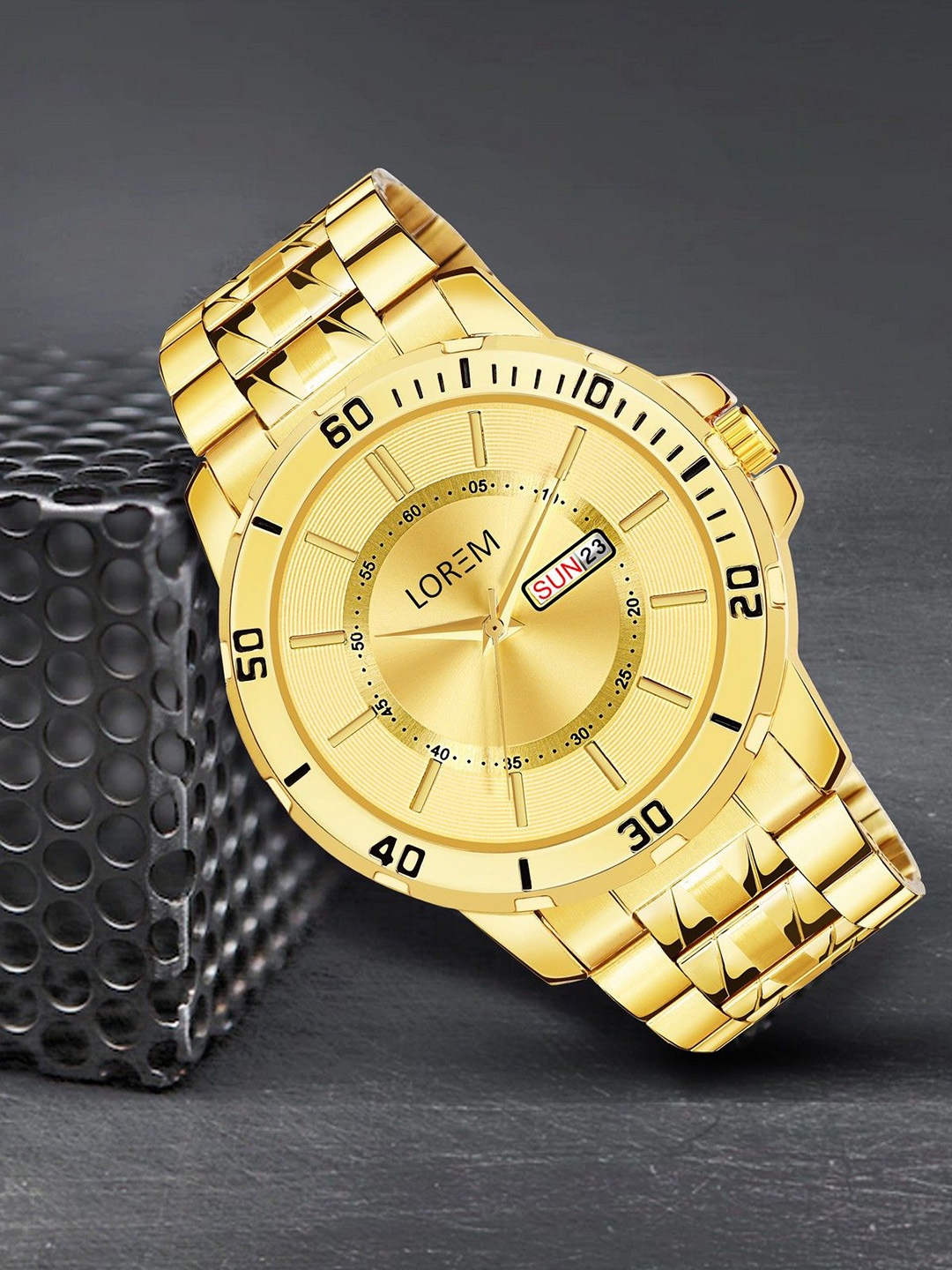 LOREM Men Printed Dial & Stainless Steel Bracelet Style Straps Analogue Watch LR134-A, Gold
LOREM Men Printed Dial & Stainless Steel Bracelet Style Straps Analogue Watch LR134-A, Gold
