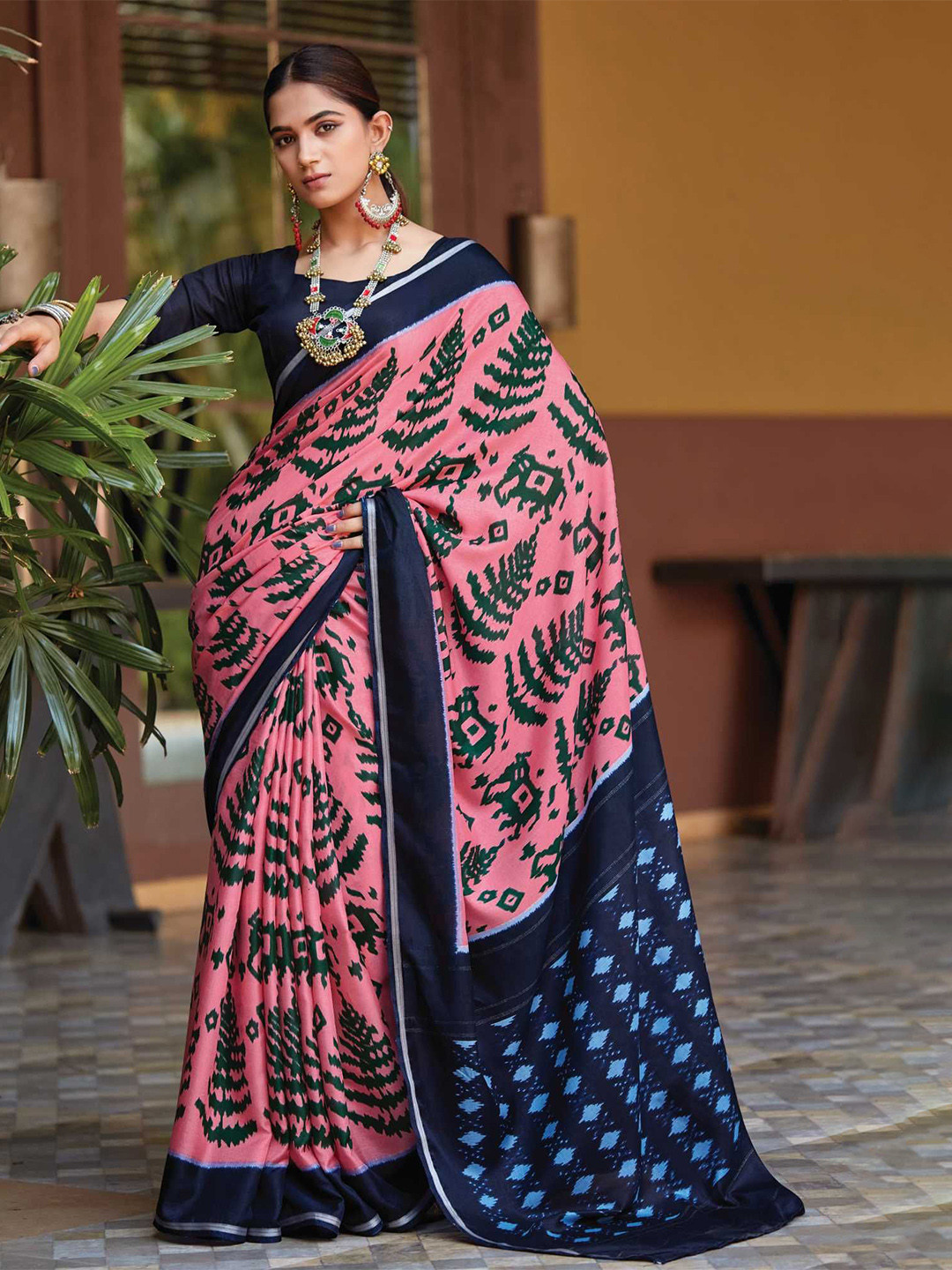 Mitera Floral Zari Tussar Saree, Pink 
Mitera Floral Zari Tussar Saree, Pink