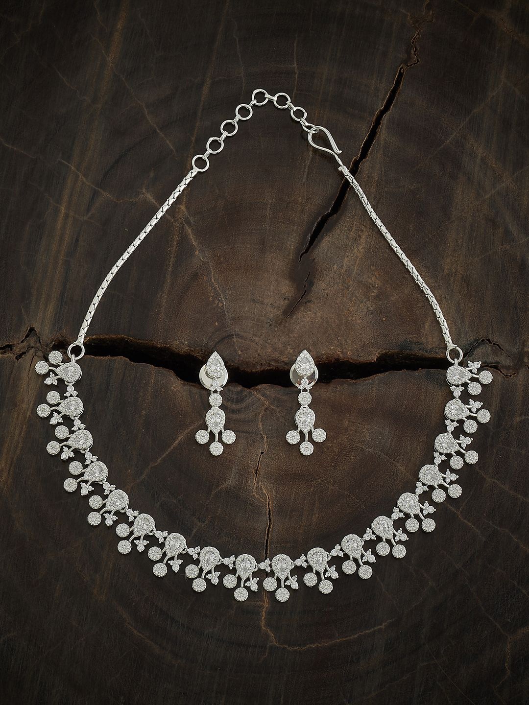 Kushal's Fashion Jewellery Rhodium-Plated CZ Stone-Studded Jewellery Set, White
Kushal's Fashion Jewellery Rhodium-Plated CZ Stone-Studded Jewellery Set, White