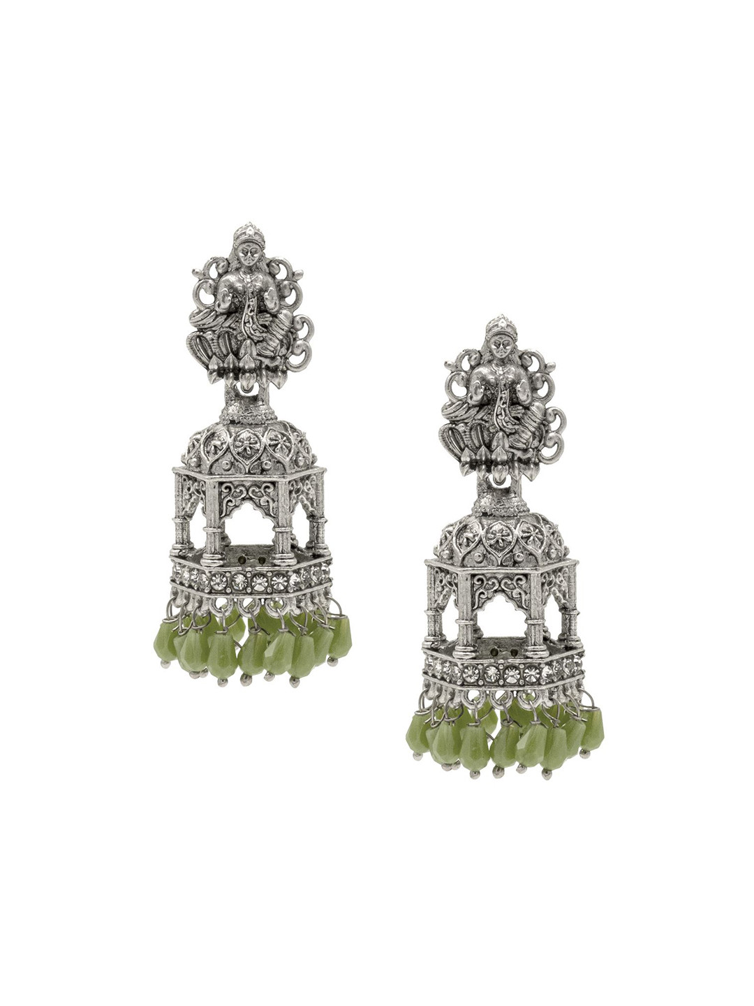 Shining Jewel - By Shivansh Silver-Plated Silver Oxidised Jhumkas Earrings, Lime green
Shining Jewel - By Shivansh Silver-Plated Silver Oxidised Jhumkas Earrings, Lime green