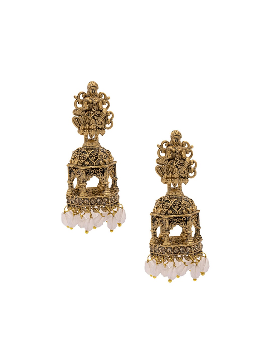 Shining Jewel - By Shivansh Gold-Plated Brass Artificial Beads Temple Jhumkas Earrings, White
Shining Jewel - By Shivansh Gold-Plated Brass Artificial Beads Temple Jhumkas Earrings, White