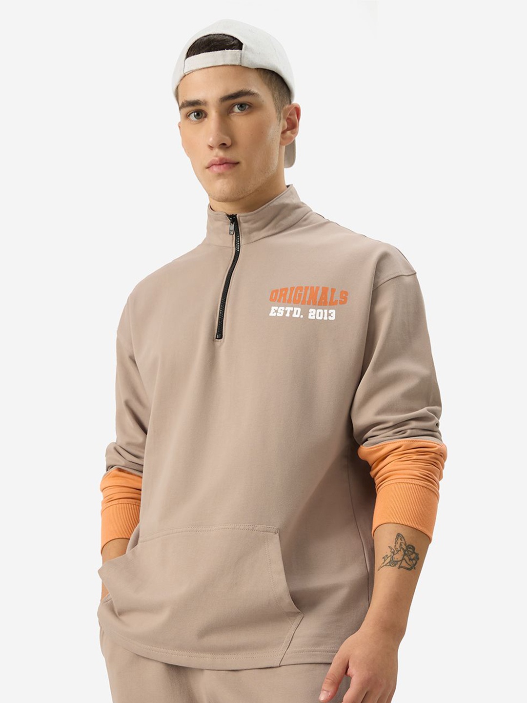 The Souled Store Men Typography Printed High Neck Pure Cotton Oversized T-shirt, Brown
The Souled Store Men Typography Printed High Neck Pure Cotton Oversized T-shirt, Brown