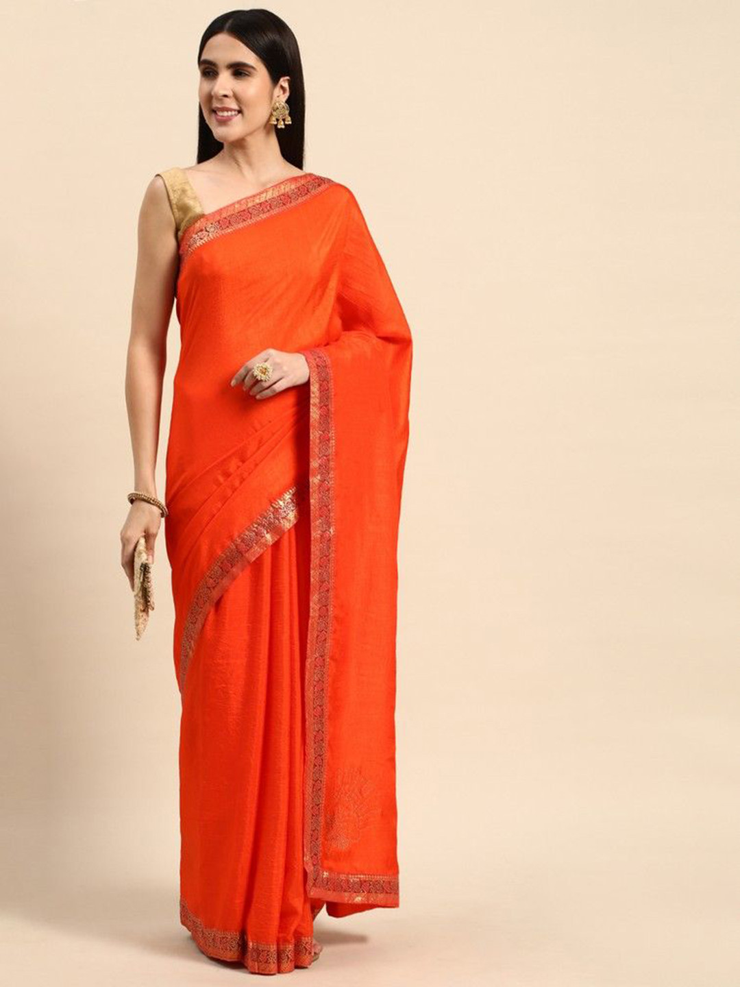 HERE&NOW Embellished Zari Saree, Orange
HERE&NOW Embellished Zari Saree, Orange