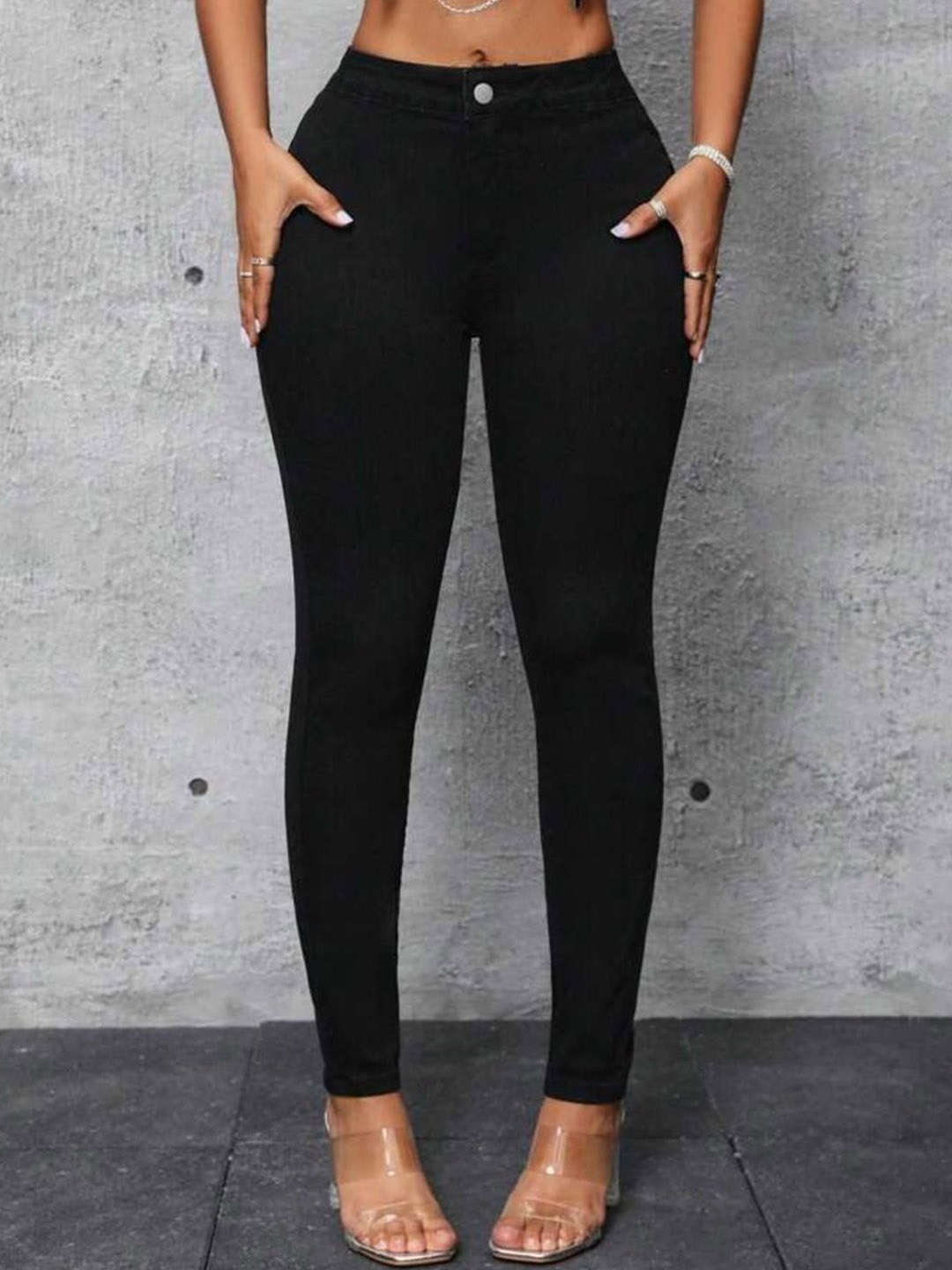 BROADSTAR Women Smart Skinny Fit Clean Look High-Rise Dark Shade Stretchable Jeans, Black
BROADSTAR Women Smart Skinny Fit Clean Look High-Rise Dark Shade Stretchable Jeans, Black
