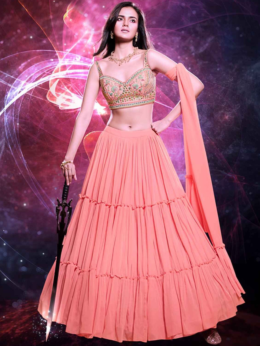ODETTE Embellished Beads and Stones Made to Measure Lehenga & Blouse With Dupatta, Pink
ODETTE Embellished Beads and Stones Made to Measure Lehenga & Blouse With Dupatta, Pink