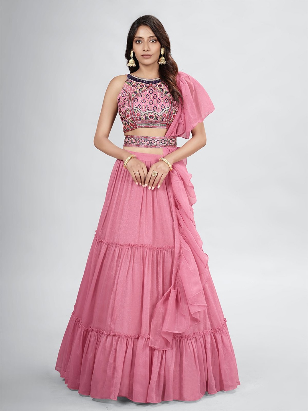 ODETTE Embroidered Sequinned Semi-Stitched Lehenga & Unstitched Blouse With Dupatta, Pink
ODETTE Embroidered Sequinned Semi-Stitched Lehenga & Unstitched Blouse With Dupatta, Pink