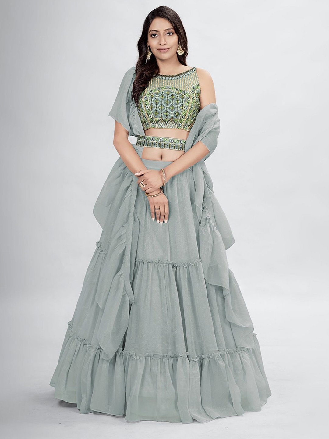 ODETTE Embellished Sequinned Semi Stitched Lehenga With Unstitched Blouse & Dupatta, Grey
ODETTE Embellished Sequinned Semi Stitched Lehenga With Unstitched Blouse & Dupatta, Grey