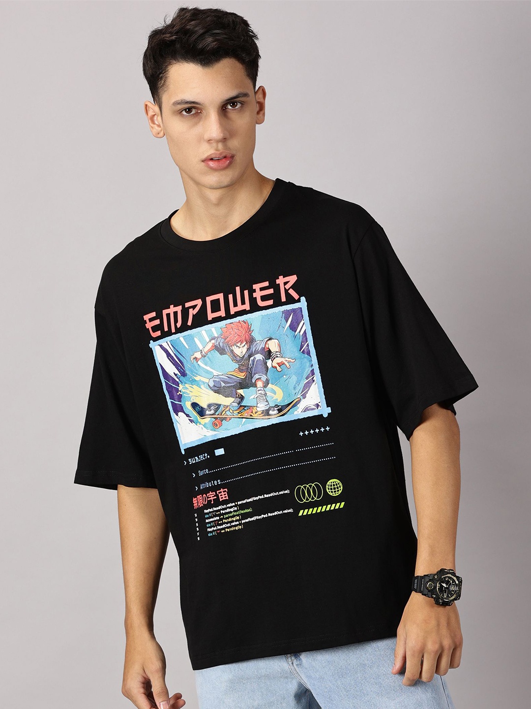 THE HOLLANDER Men Graphic Printed Round Neck Cotton Drop-Shoulder Oversized T-shirt, Black
THE HOLLANDER Men Graphic Printed Round Neck Cotton Drop-Shoulder Oversized T-shirt, Black