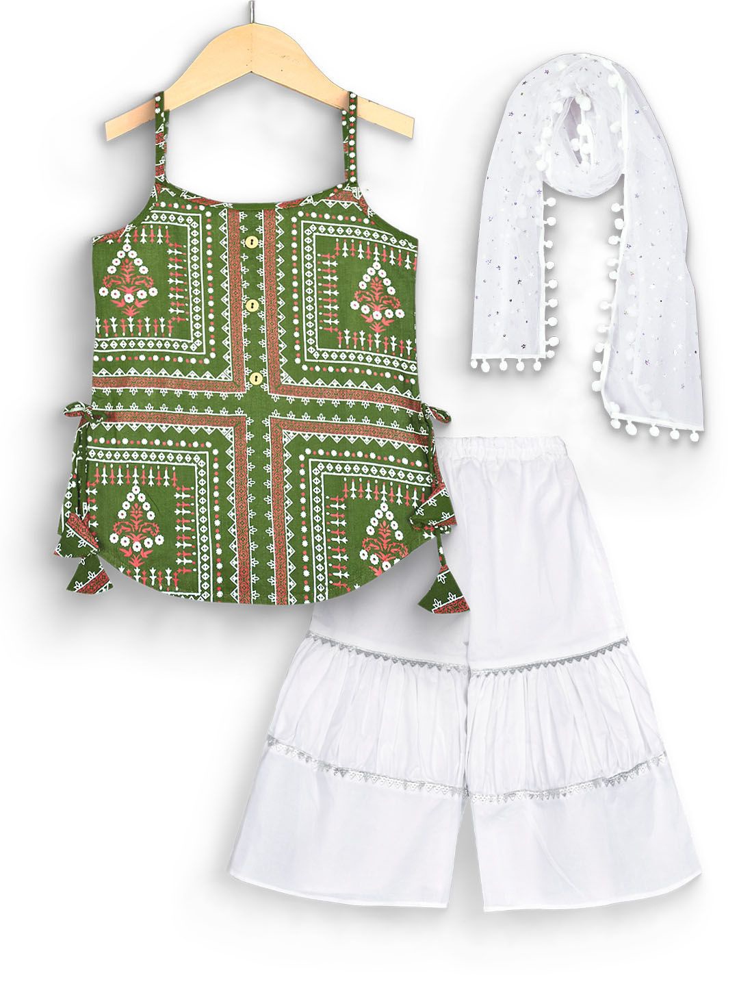 BAESD mustmom Girls Ethnic Motifs Printed Shoulder Straps Pure Cotton Kurta Set, Green
BAESD mustmom Girls Ethnic Motifs Printed Shoulder Straps Pure Cotton Kurta Set, Green