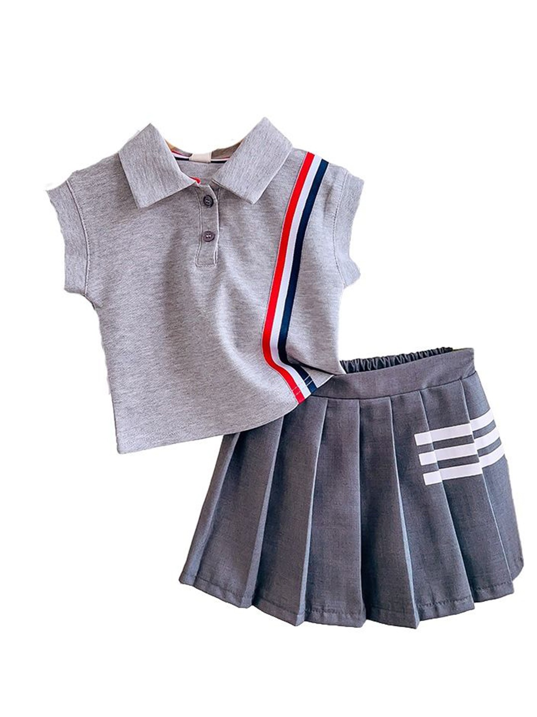 StyleCast x Revolte Girls Shirt Collar Sleeveless Pure Cotton T-shirt with Skirt, Grey
StyleCast x Revolte Girls Shirt Collar Sleeveless Pure Cotton T-shirt with Skirt, Grey