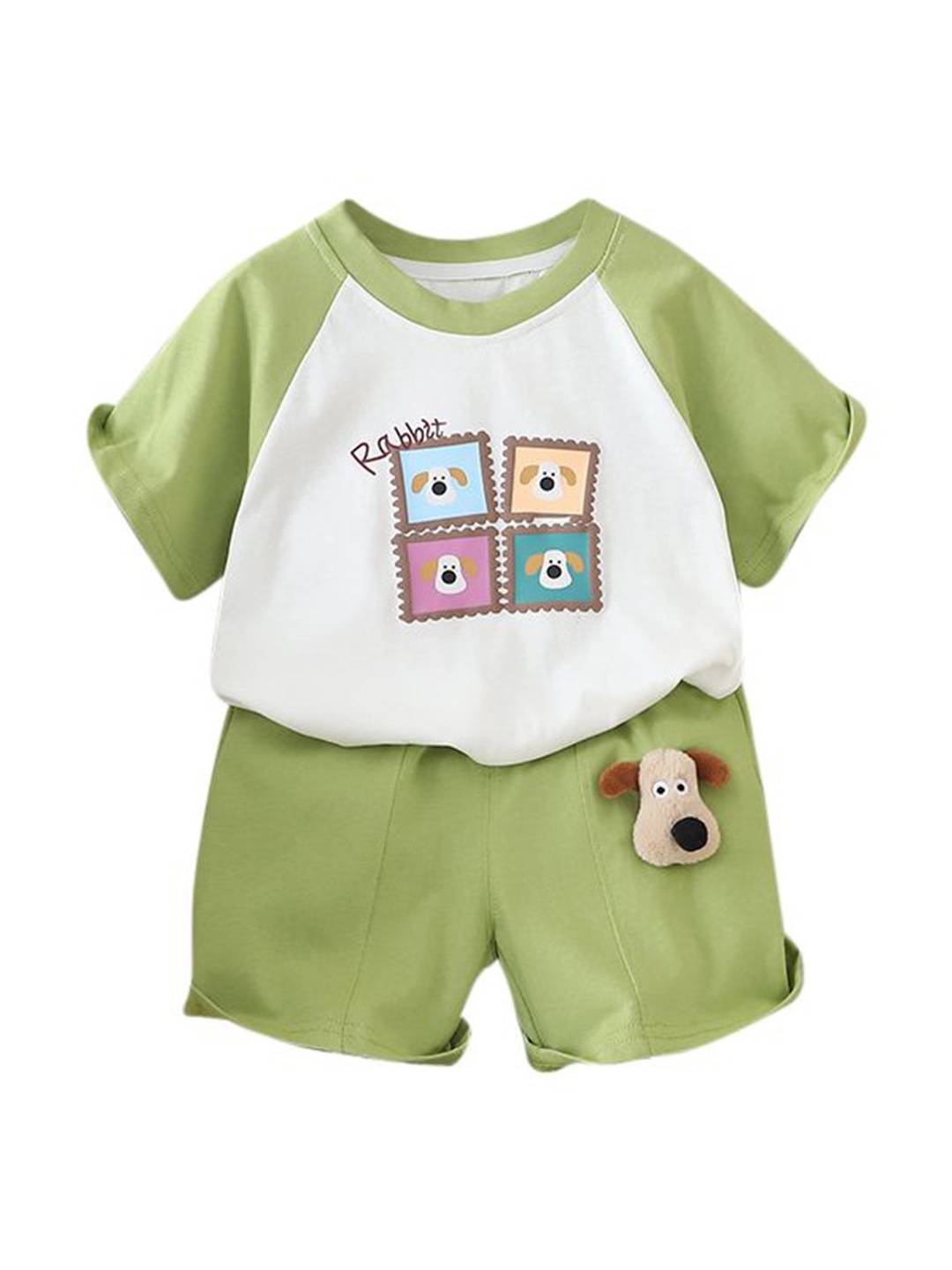 StyleCast x Revolte Boys Green & white Graphic Printed Raglan Sleeves T-shirt & Shorts
StyleCast x Revolte Boys Green & white Graphic Printed Raglan Sleeves T-shirt & Shorts