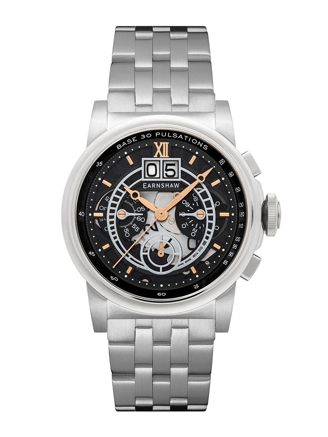 EARNSHAW Men Brass Dial & Bracelet Style Straps Analogue Chronograph Watch ES-8267-33, Black
EARNSHAW Men Brass Dial & Bracelet Style Straps Analogue Chronograph Watch ES-8267-33, Black