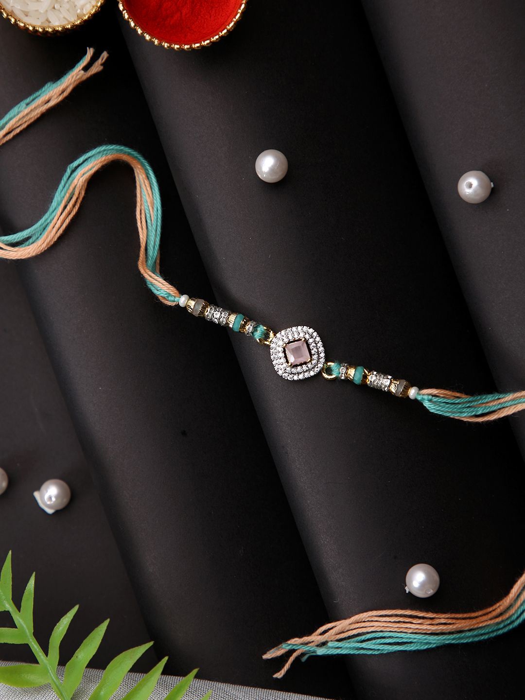 Aapno Rajasthan Stone Studded Multistrand Rakhi With Roli Chawal & Greetings Card, Peach
Aapno Rajasthan Stone Studded Multistrand Rakhi With Roli Chawal & Greetings Card, Peach