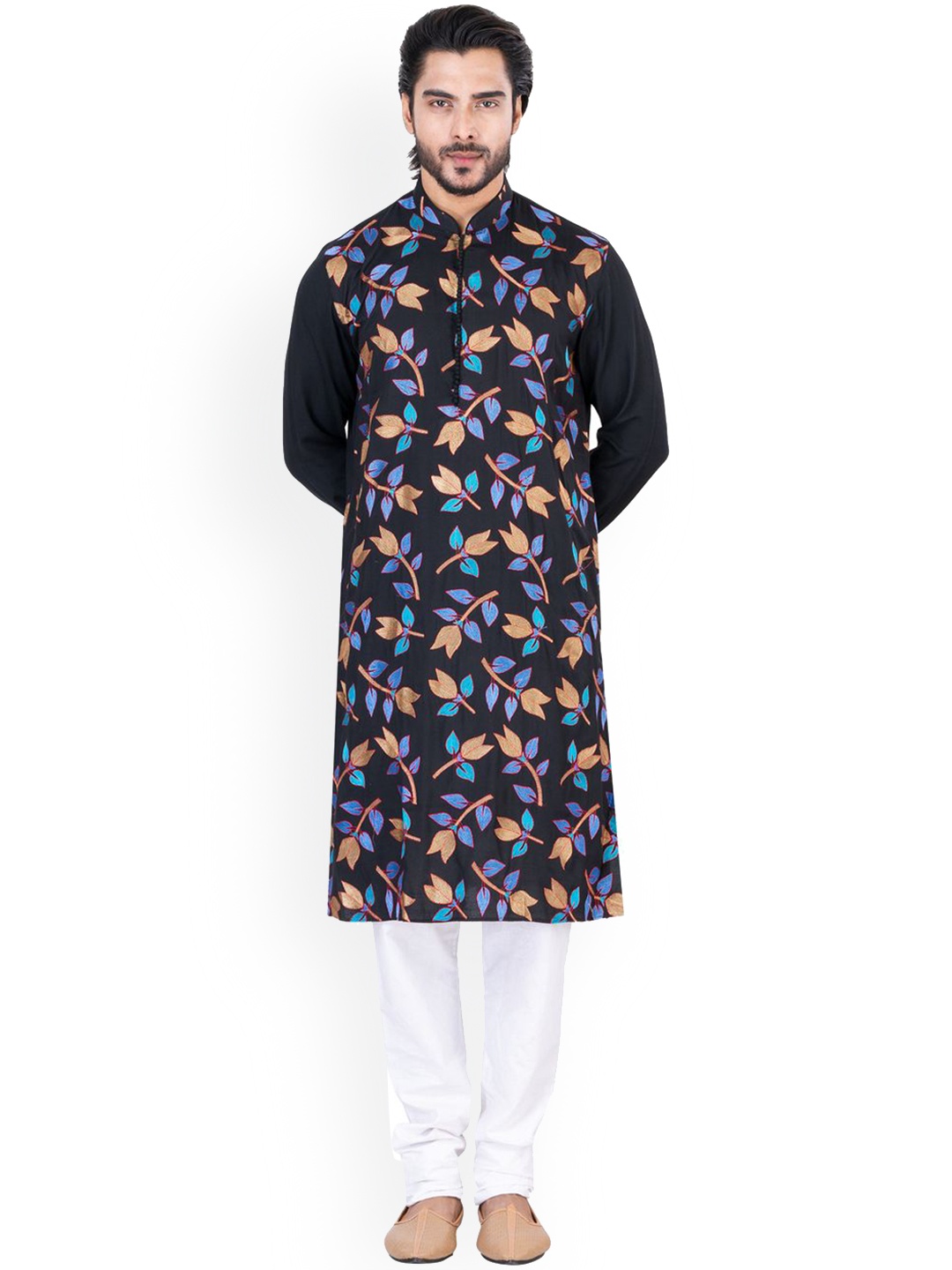 HU - Handcrafted Uniquely Floral Embroidered Mandarin Collar Straight Kurta & Pyjamas, Black
HU - Handcrafted Uniquely Floral Embroidered Mandarin Collar Straight Kurta & Pyjamas, Black