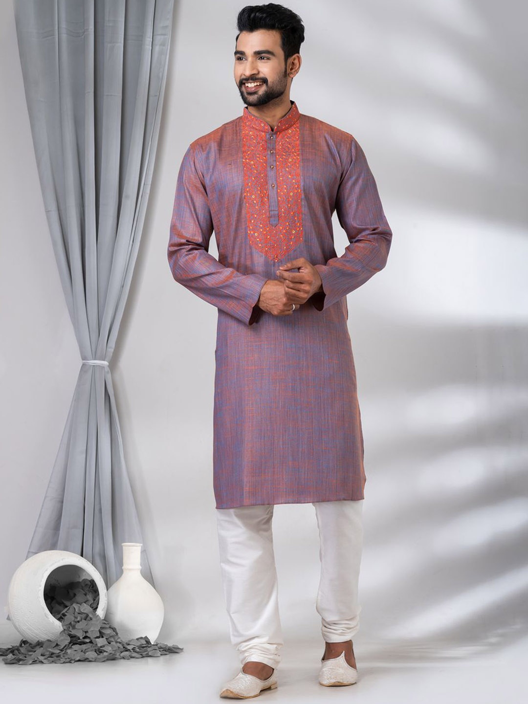 HU - Handcrafted Uniquely Floral Embroidered Yoke Design Straight Kurta with Pyjamas, Burgundy
HU - Handcrafted Uniquely Floral Embroidered Yoke Design Straight Kurta with Pyjamas, Burgundy