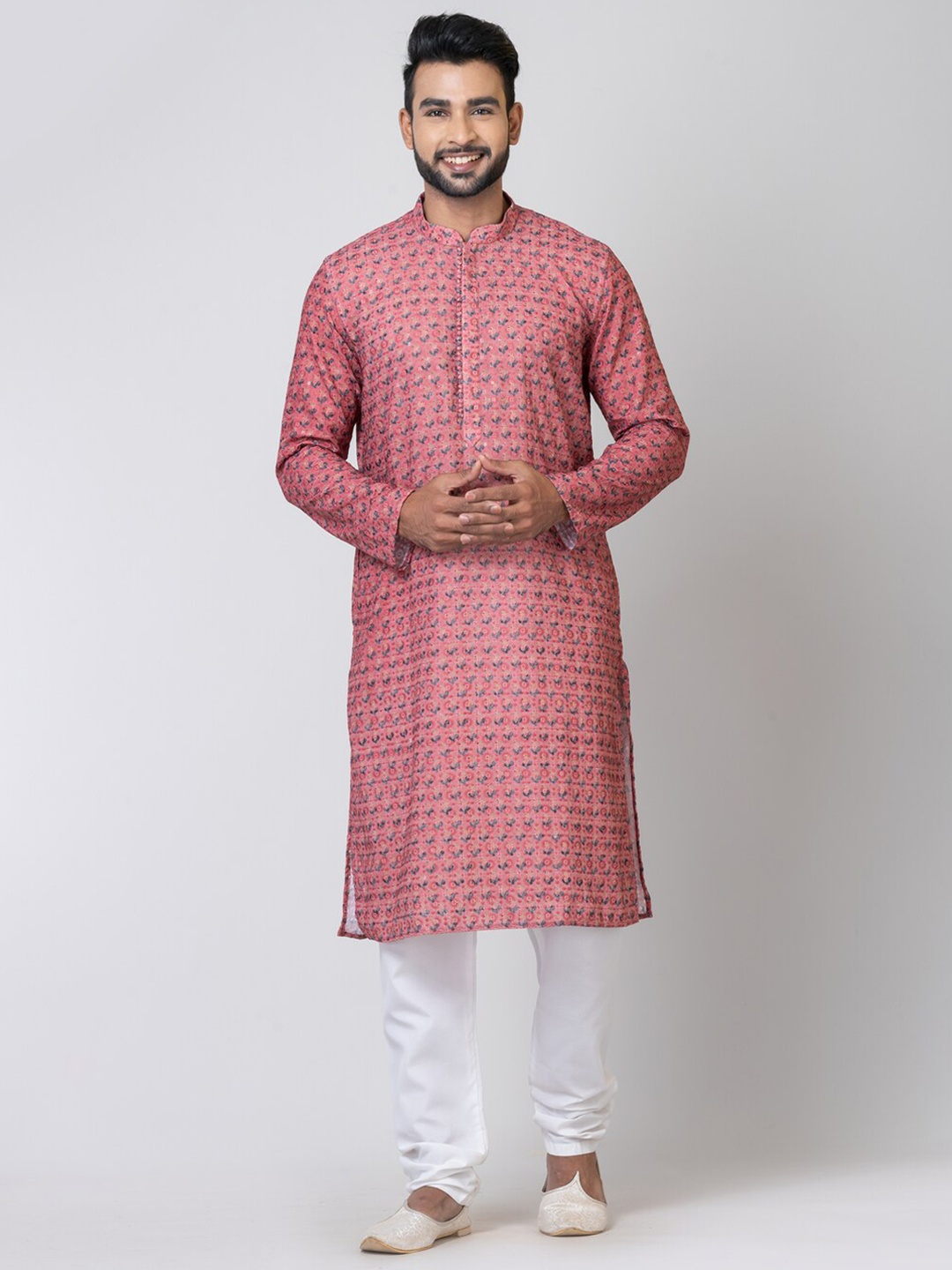 HU - Handcrafted Uniquely Floral Printed Mandarin Collar Straight Kurta With Pyjamas, Rose
HU - Handcrafted Uniquely Floral Printed Mandarin Collar Straight Kurta With Pyjamas, Rose