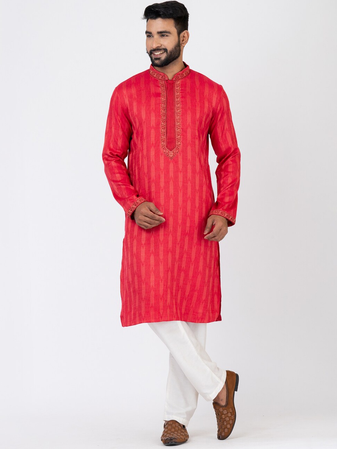 HU - Handcrafted Uniquely Ethnic Motifs Embroidered Thread Work Kurta With Pyjama, Red
HU - Handcrafted Uniquely Ethnic Motifs Embroidered Thread Work Kurta With Pyjama, Red