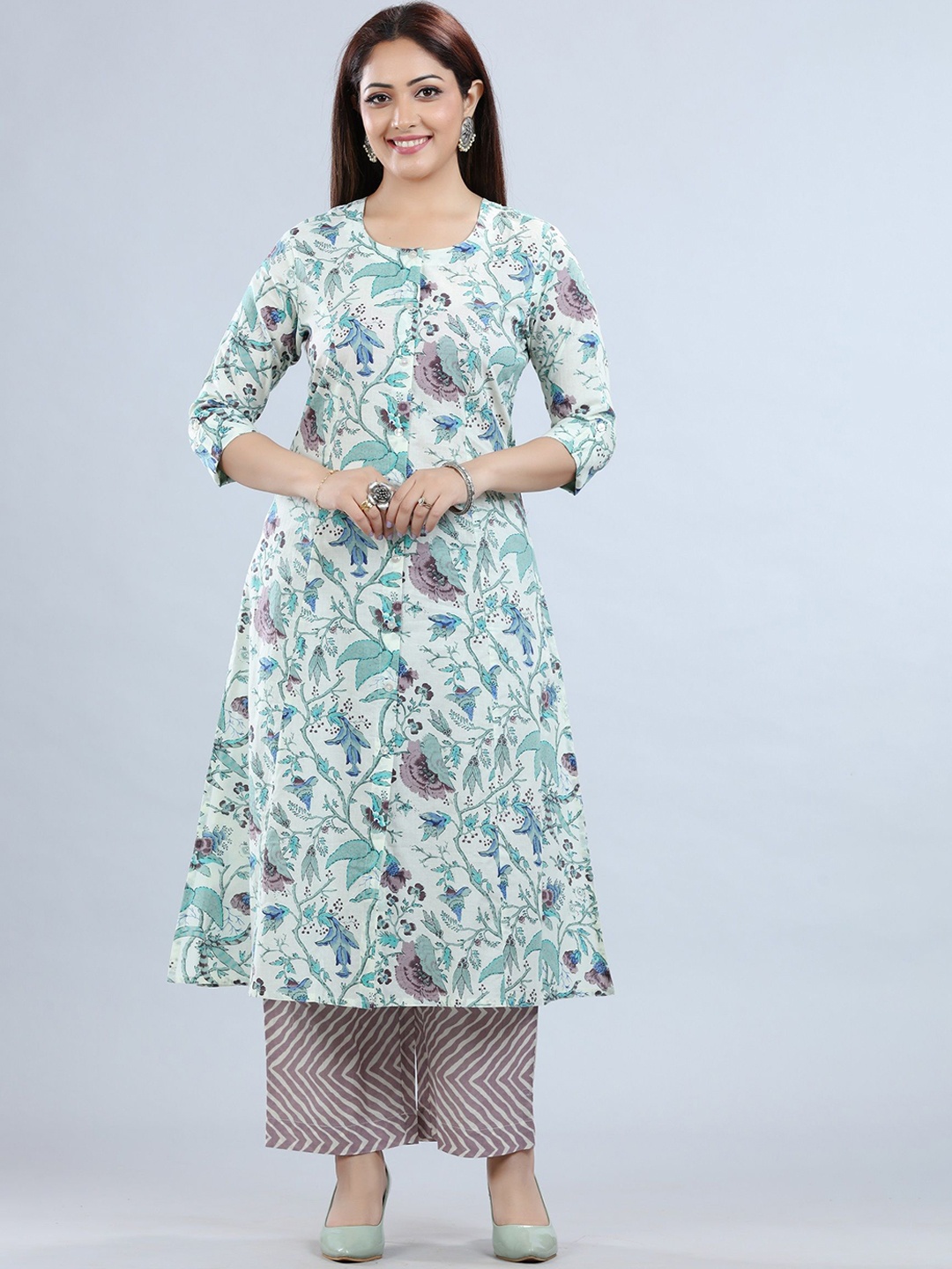 COTTON CULTURE Floral Printed Pure Cotton Straight Kurta With Palazzo, Off white
COTTON CULTURE Floral Printed Pure Cotton Straight Kurta With Palazzo, Off white