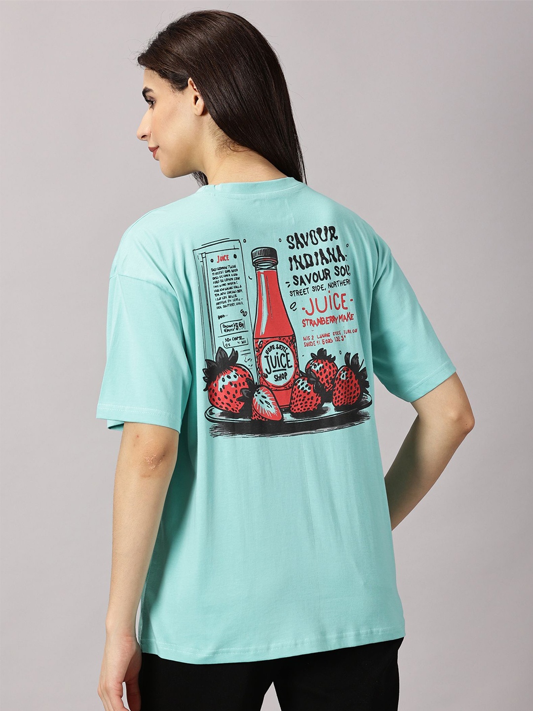 THE HOLLANDER Women Typography Printed Cotton Drop-Shoulder Oversized T-shirt, Sea green
THE HOLLANDER Women Typography Printed Cotton Drop-Shoulder Oversized T-shirt, Sea green