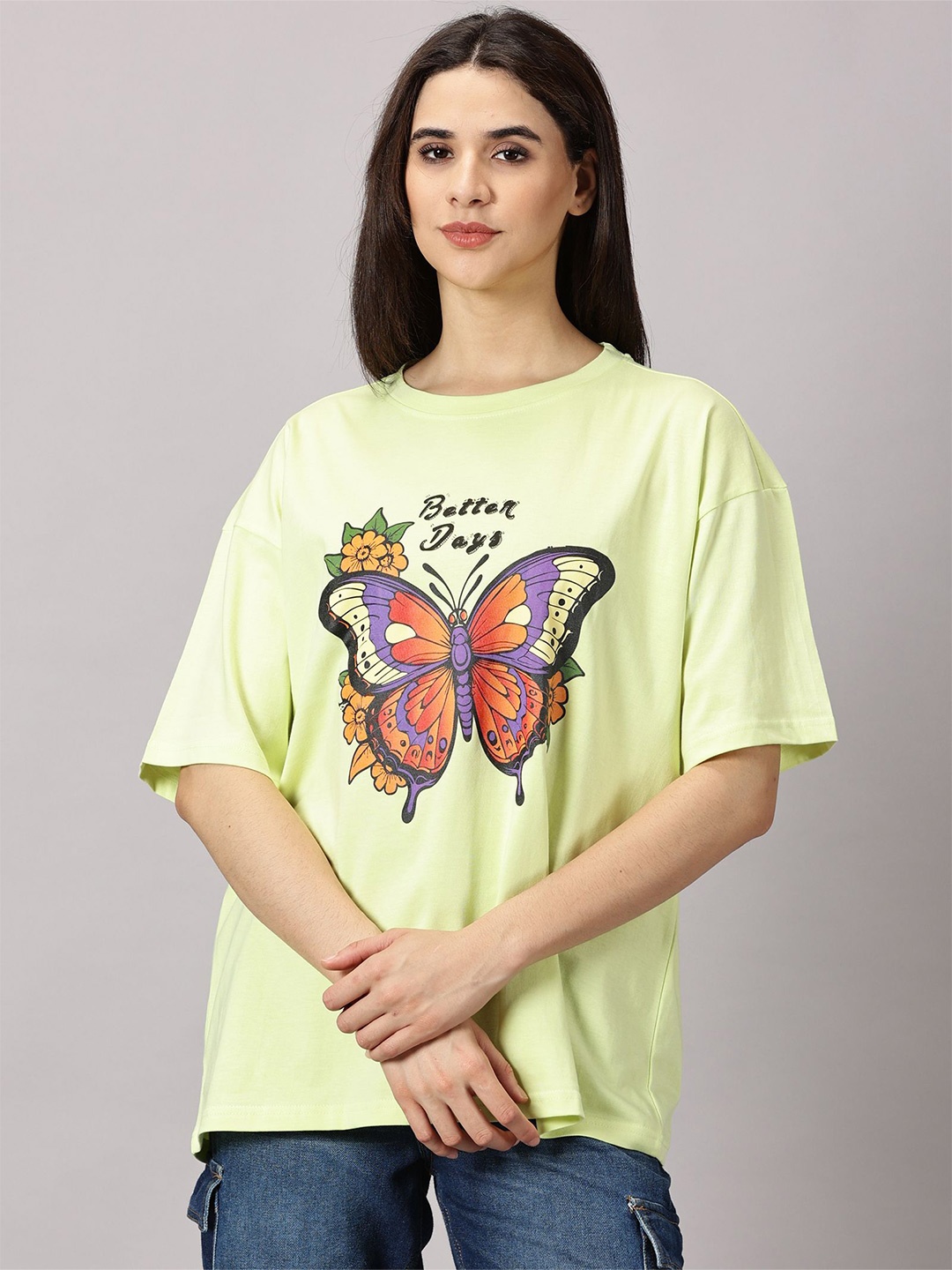 THE HOLLANDER Women Floral Printed Cotton Drop-Shoulder Sleeves Oversized T-shirt, Yellow
THE HOLLANDER Women Floral Printed Cotton Drop-Shoulder Sleeves Oversized T-shirt, Yellow