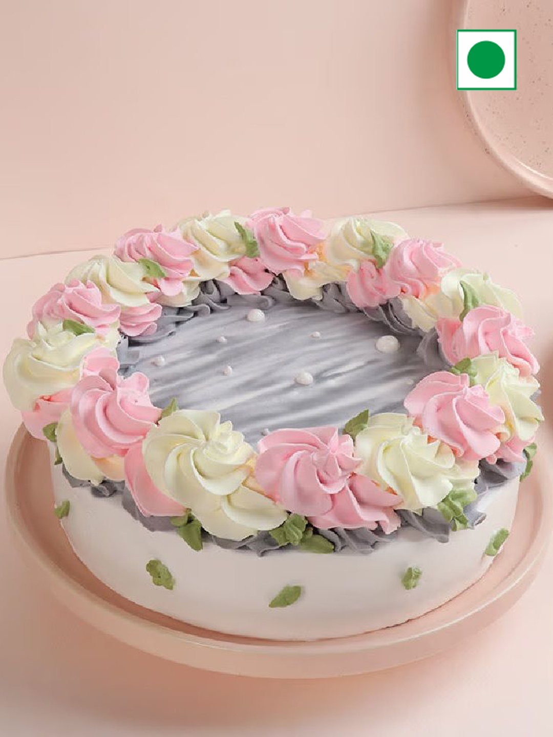 Floweraura Vanilla Flavor Eggless Round Cake-500 G, White