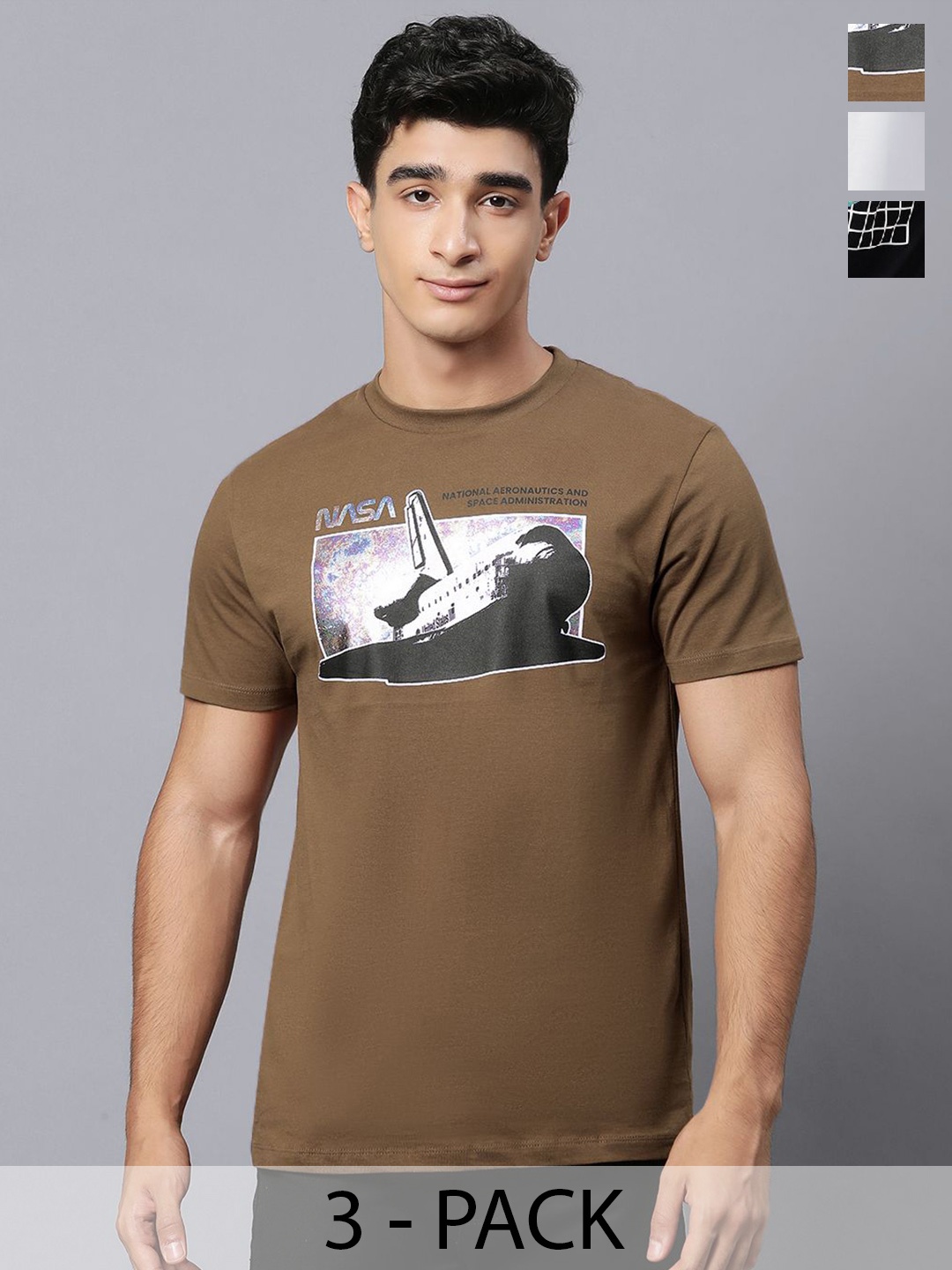 Free Authority Men Pack Of 3 Graphic Nasa Printed Relaxed-Fit Pure-Cotton T-Shirt, Black
Free Authority Men Pack Of 3 Graphic Nasa Printed Relaxed-Fit Pure-Cotton T-Shirt, Black