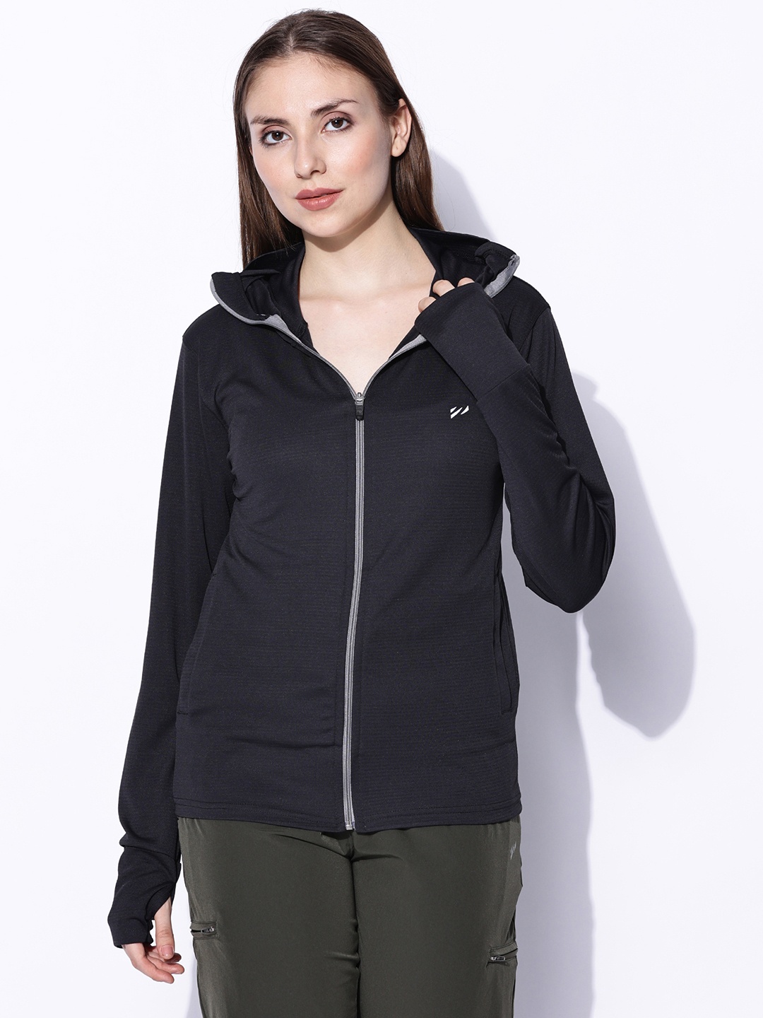 BLUE TYGA Women Hooded Solid Antimicrobial Sunscreen UPF 50+ Jacket 2.O, Black
BLUE TYGA Women Hooded Solid Antimicrobial Sunscreen UPF 50+ Jacket 2.O, Black