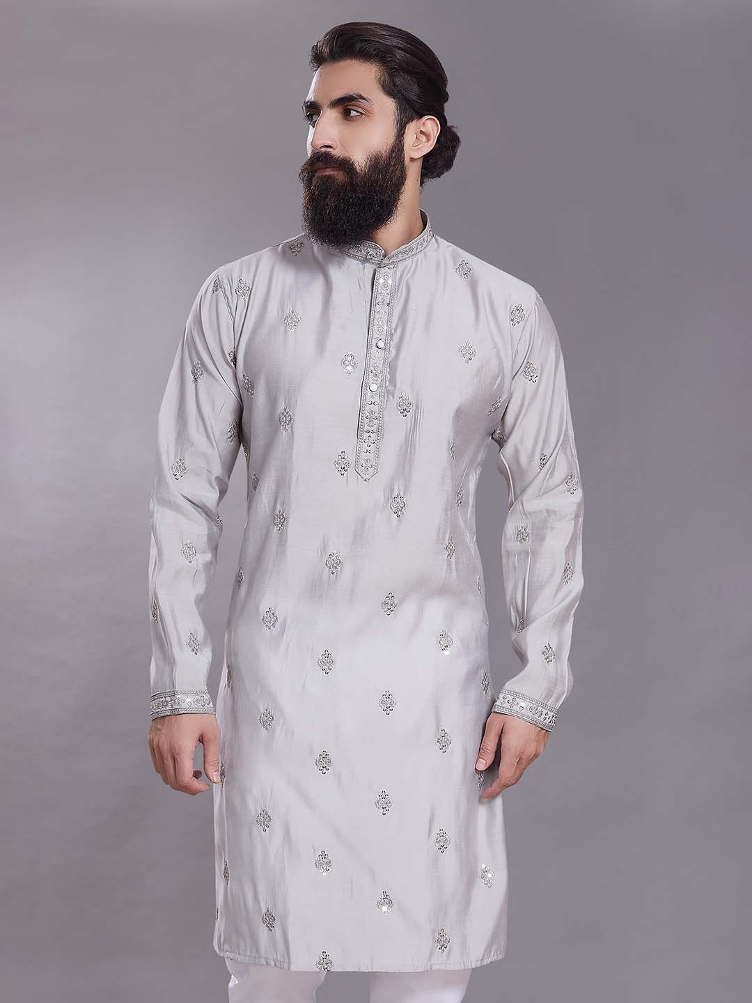 Rani Saahiba Embroidered Mandarin Collar Long Sleeves Cotton Silk Straight Kurta, Grey
Rani Saahiba Embroidered Mandarin Collar Long Sleeves Cotton Silk Straight Kurta, Grey