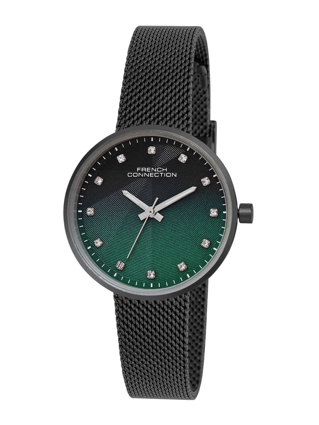 French Connection Women Embellished Dial & Stainless Steel Straps Analogue Watch FCN067BM, Green
French Connection Women Embellished Dial & Stainless Steel Straps Analogue Watch FCN067BM, Green