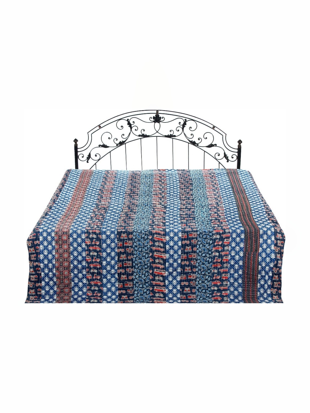 Exotic India True Blue Floral Printed Patchwork Bedcover with Kantha Straight Stitch
Exotic India True Blue Floral Printed Patchwork Bedcover with Kantha Straight Stitch