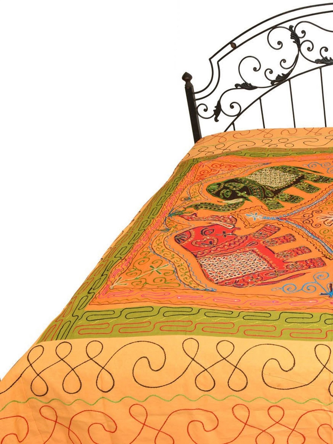 Exotic India Orange & Green Ethnic Motifs 300 TC Cotton Queen Bedsheet with Pillow Covers
Exotic India Orange & Green Ethnic Motifs 300 TC Cotton Queen Bedsheet with Pillow Covers