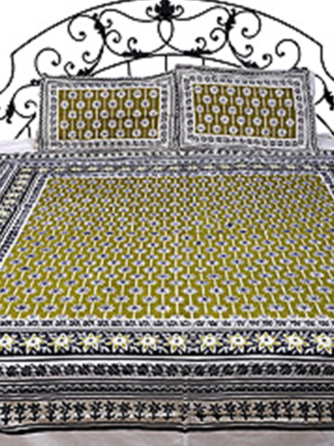 Exotic India Green & White Ethnic Motifs Cotton 300 TC Queen Bedsheet with 2 Pillow Covers
Exotic India Green & White Ethnic Motifs Cotton 300 TC Queen Bedsheet with 2 Pillow Covers