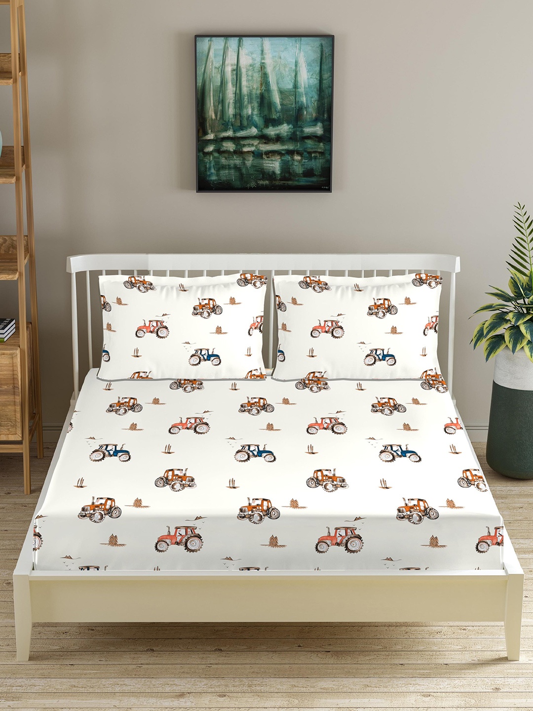 Trance Home Linen White & Orange Graphic Printed 180 TC Fitted Cotton Queen Bedsheet Set
Trance Home Linen White & Orange Graphic Printed 180 TC Fitted Cotton Queen Bedsheet Set