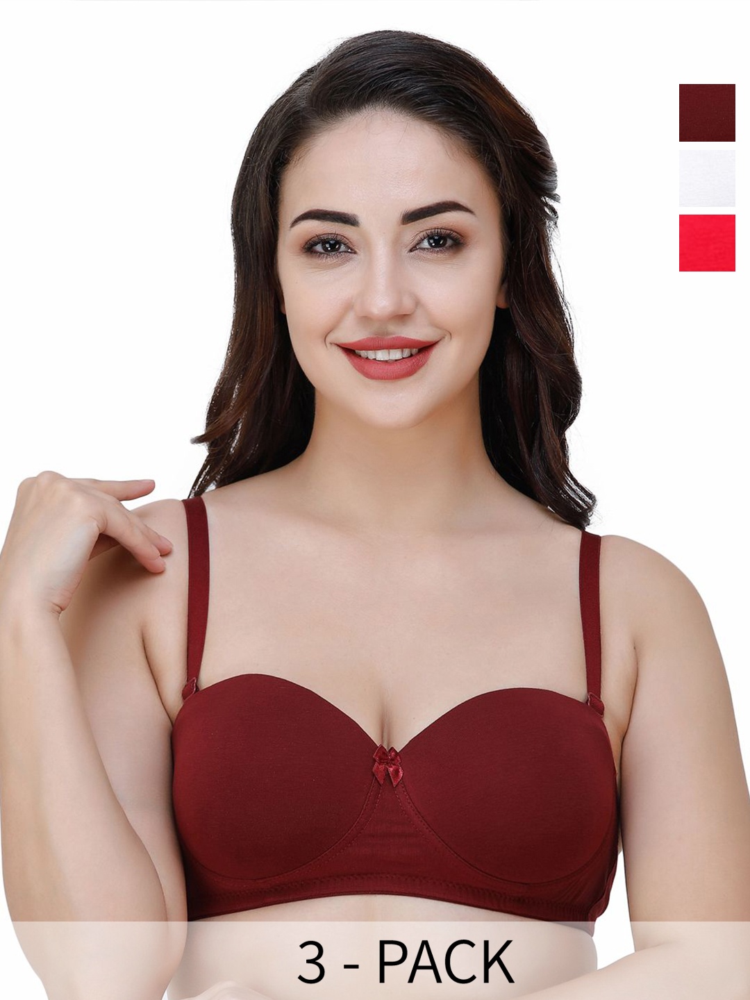 College Girl Pack Of 3 Medium Coverage Lightly Padded Non-Wired T-shirt-All Day Comfort, Red
College Girl Pack Of 3 Medium Coverage Lightly Padded Non-Wired T-shirt-All Day Comfort, Red