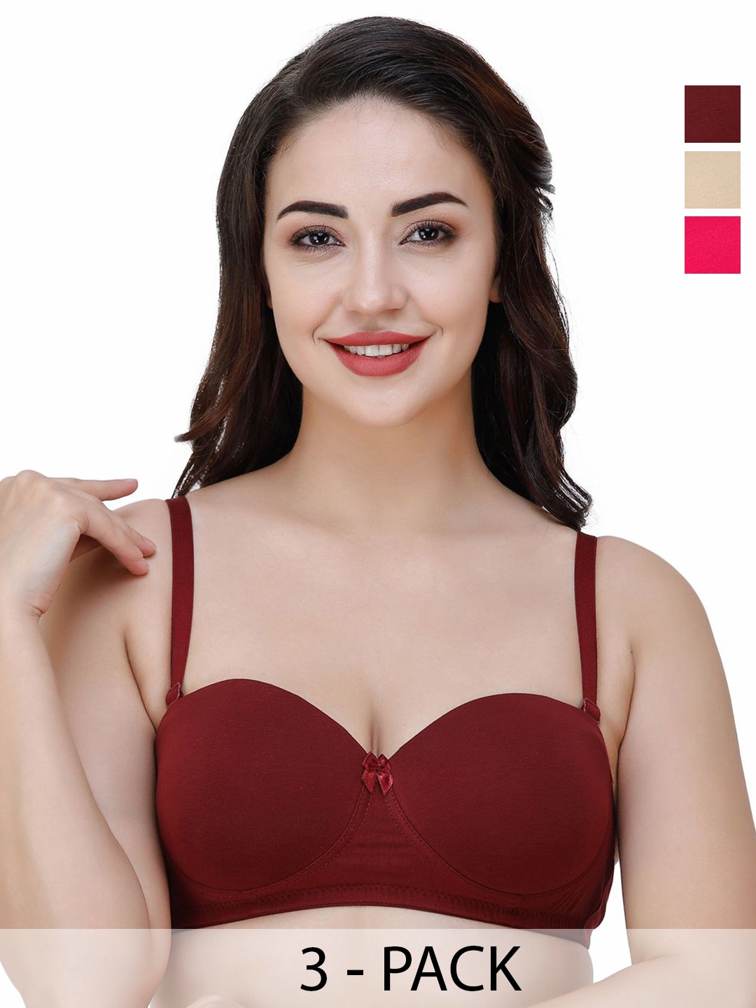 College Girl Pack of 3 Medium Coverage Lightly Padded T-shirt Bra-All Day Comfort, Maroon
College Girl Pack of 3 Medium Coverage Lightly Padded T-shirt Bra-All Day Comfort, Maroon