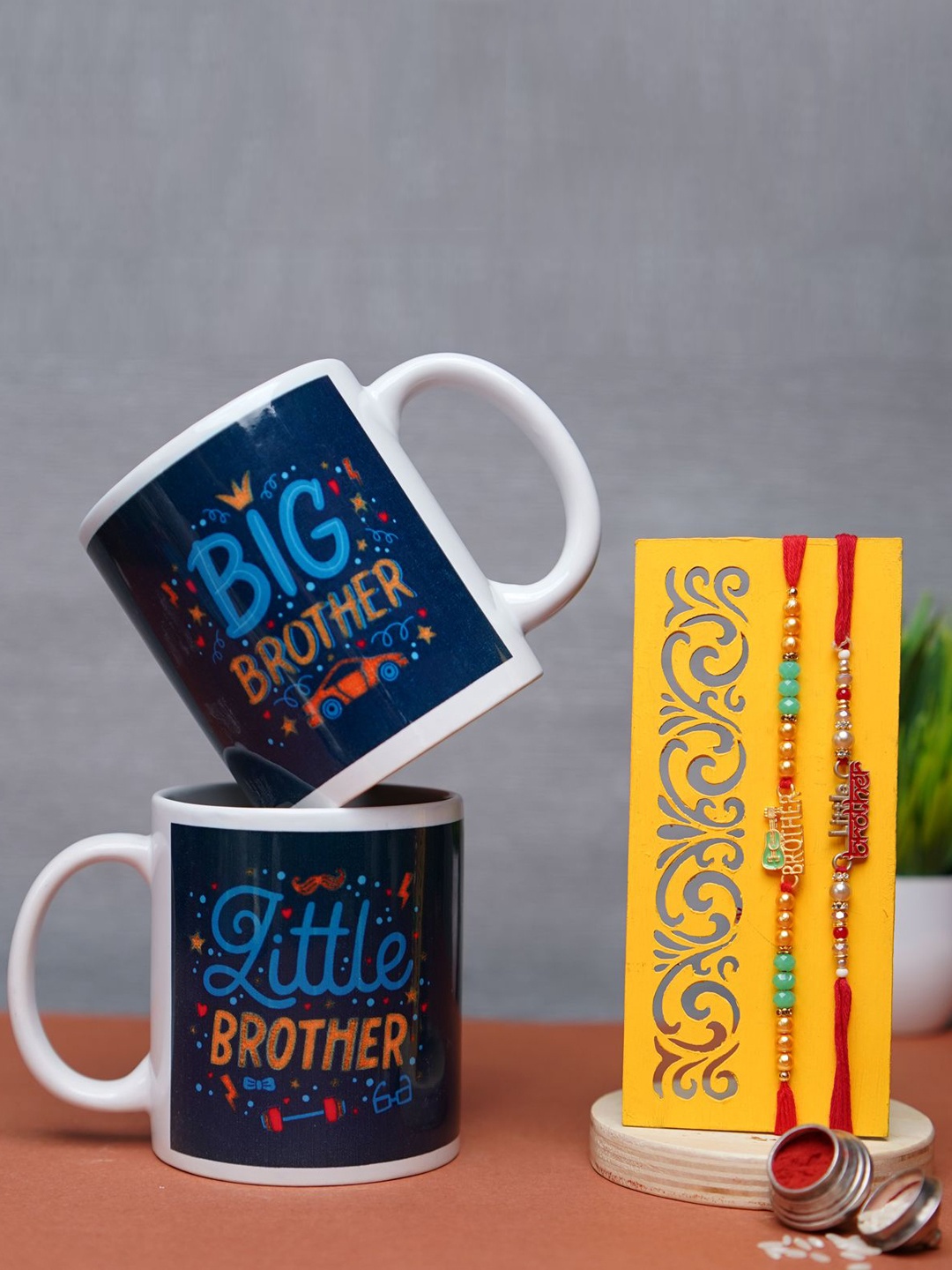 Phirki Studio Set Of 4 Beaded Rakhi With Mugs & Greeting Card With Roli Chawal, Yellow
Phirki Studio Set Of 4 Beaded Rakhi With Mugs & Greeting Card With Roli Chawal, Yellow