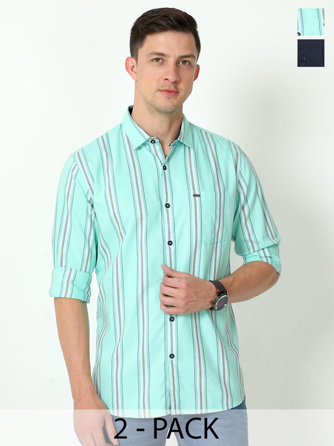 URBARO Men Smart Slim Fit Opaque Striped Casual Shirt, Navy blue 
URBARO Men Smart Slim Fit Opaque Striped Casual Shirt, Navy blue