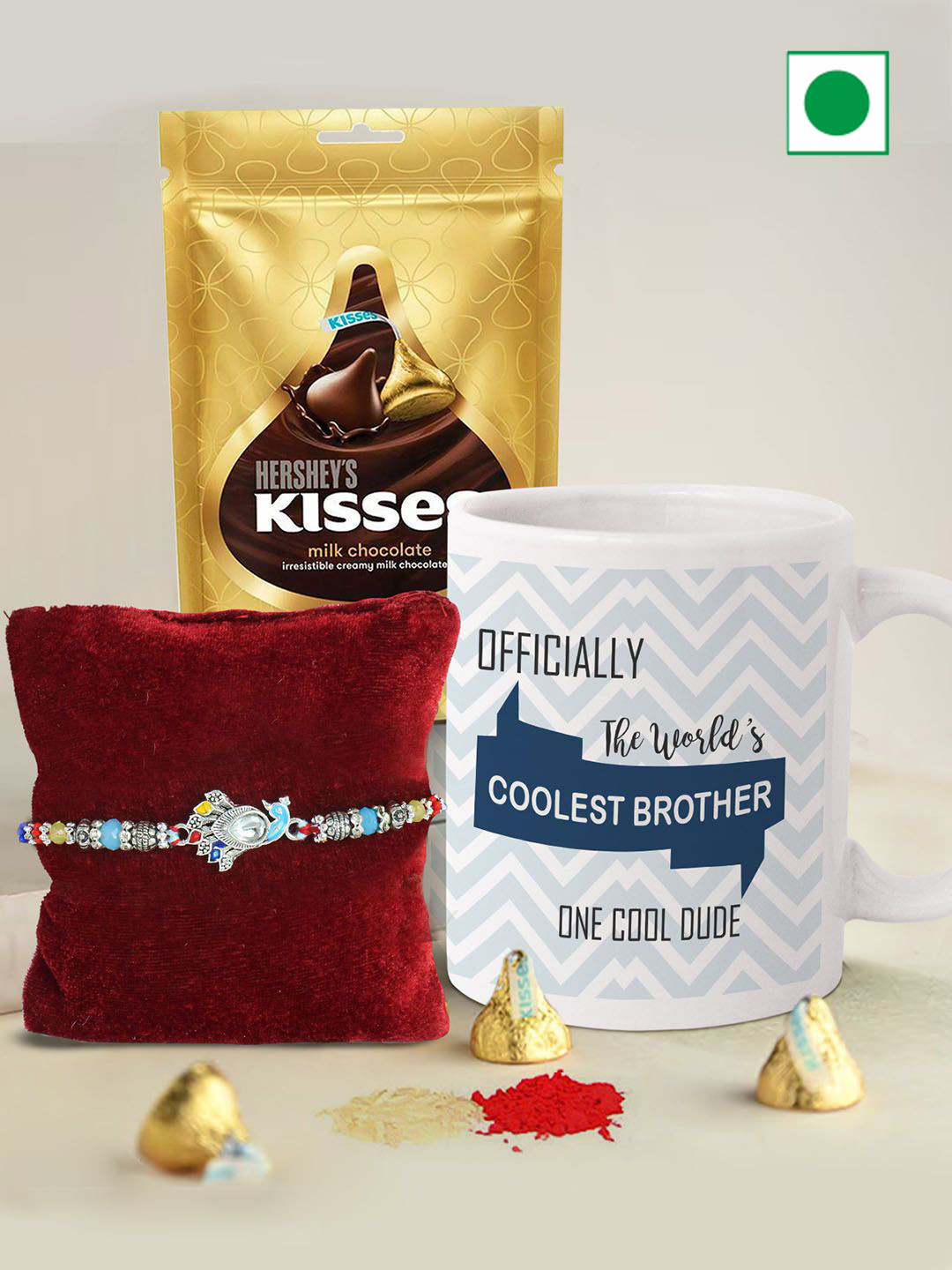 TIED RIBBONS Beaded Silver Rakhi With Chocolate Mug Gift & Card with Roli Chawal, White
TIED RIBBONS Beaded Silver Rakhi With Chocolate Mug Gift & Card with Roli Chawal, White